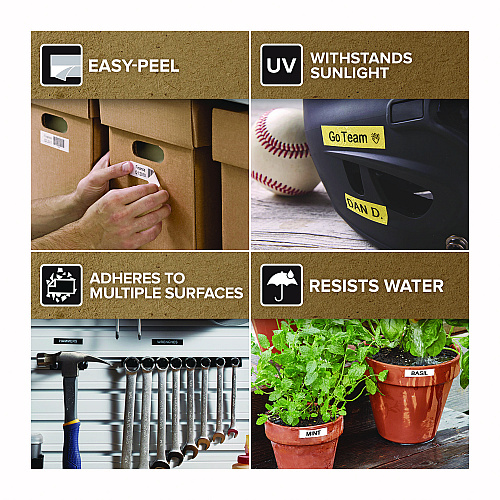 DYMO D1 Standard Labels, 0.38" x 23 ft, Black Print on White Tape (1761554)