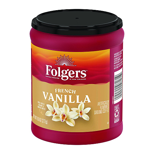 Folgers French Vanilla Ground Coffee, 9.6 oz Can (SMU98181)