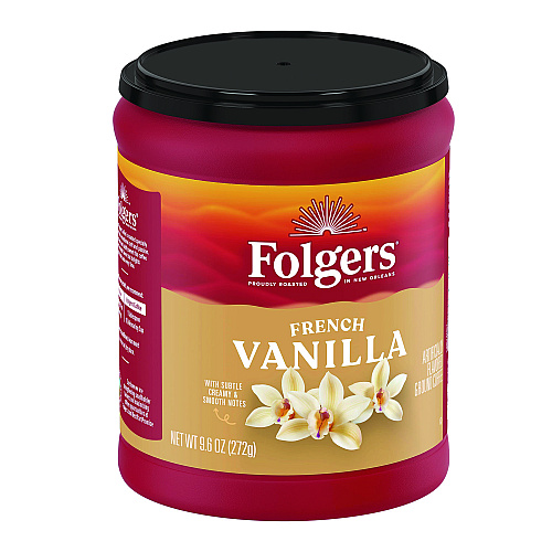 Folgers French Vanilla Ground Coffee, 9.6 oz Can (SMU98181)