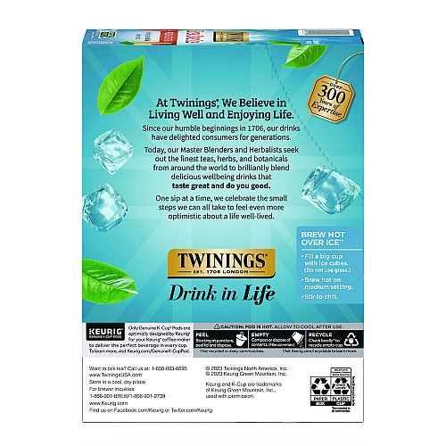 TWININGS Brew Over Ice K-Cups, Peach, 24/Box (TNA23196)