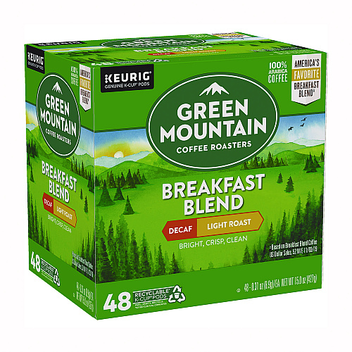 Keurig Breakfast Blend Decaf Coffee K-Cups, 48/Box (5000378815)