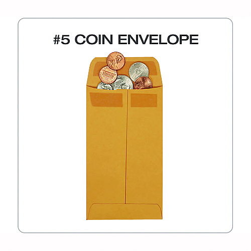 Quality Park Redi-Seal Coin and Small Parts Envelope, #5, Square Flap, Redi-Seal Adhesive Closure, 3.13 x 5.25, Brown Kraft, 500/Box (50764)