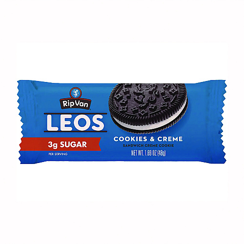 Rip Van Leos Cookies and Cream Sandwich Cookies, 2 Cookies/Pack, 10 Packs/Box (RVW62000)