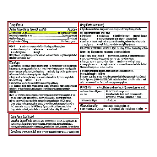 Tylenol Cold + Flu Severe Caplets, 2/Pack, 30 Packs/Box (64568)