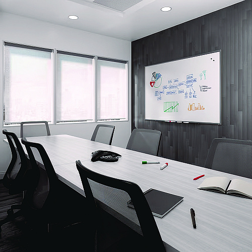 TRU RED Magnetic Porcelain Dry Erase Board, 72" x 48", White Surface, Gray/Natural Aluminum Frame (TR61187)