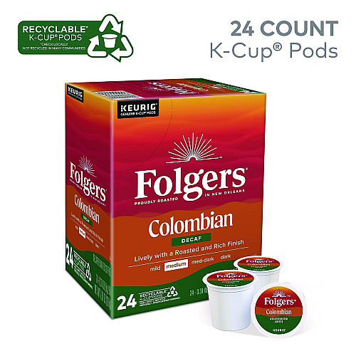 Folgers 100% Colombian Decaf Coffee K-Cups, 24/Box (0570)