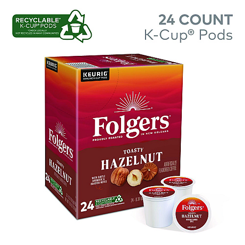 Folgers Toasty Hazelnut Coffee K-Cups, 24/Box (0162)