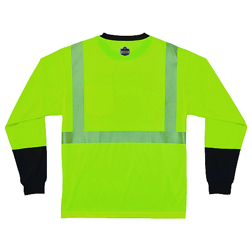 ergodyne GloWear 8281BK Class 2 Long Sleeve Shirt with Black Bottom, 7X-Large Long, Lime (22661)
