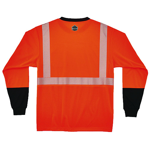 ergodyne GloWear 8281BK Class 2 Long Sleeve Shirt with Black Bottom, 7X-Large Long, Orange (22921)