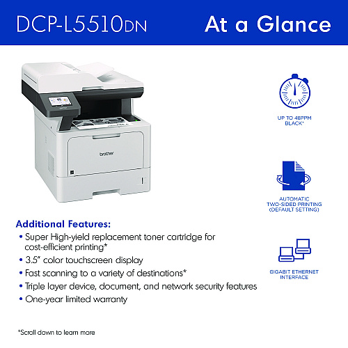 Brother DCP-L5510DN Business Laser AIO Printer, Copy, Print, Scan