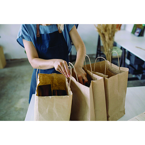Kari-Out Kraft Paper Bags, Natural Twisted-Paper Handles, 18" x 7" x 18.5", Brown Kraft, 200/Bundle (1200180)