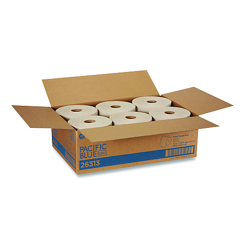 Georgia Pacific Professional Pacific Blue Basic Recycled Paper Towel Roll, 1-Ply, 7.87 " x 1,000 ft, Brown, 6/Carton (26313)