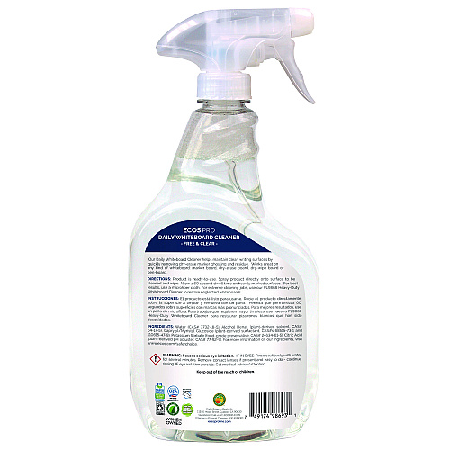 ECOS PRO Daily Whiteboard Cleaner, Free and Clear, 32 oz Spray Bottle, 6/Carton (PL98696CT)