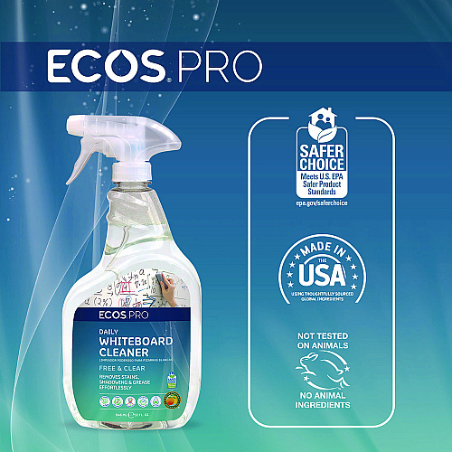 ECOS PRO Daily Whiteboard Cleaner, Free and Clear, 32 oz Spray Bottle, 6/Carton (PL98696CT)