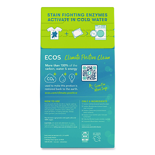 ECOS PRO Laundry Detergent Packs, Free and Clear, 40 Pods/Pack, 6 Packs/Carton (963706CT)