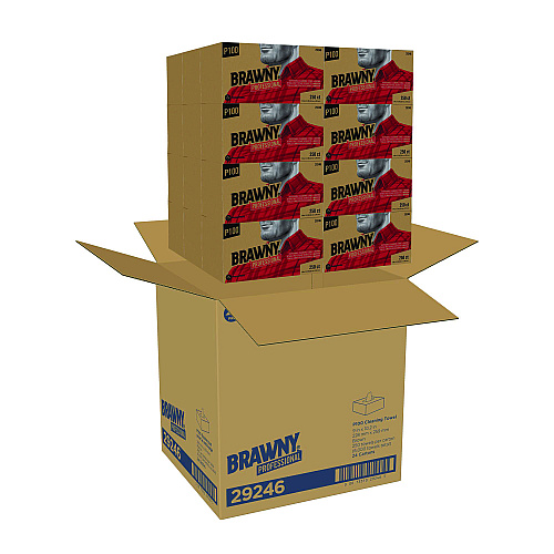 Brawny All Purpose Wipers, 1-Ply, 9 x 10.25, Brown, 250 Wipers/Box, 24 Boxes/Carton (29246)