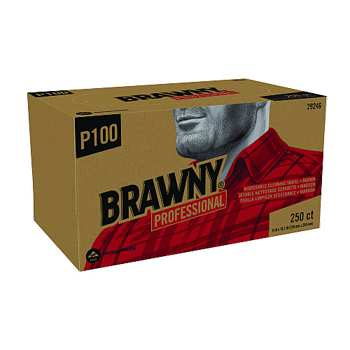 Brawny All Purpose Wipers, 1-Ply, 9 x 10.25, Brown, 250 Wipers/Box, 24 Boxes/Carton (29246)