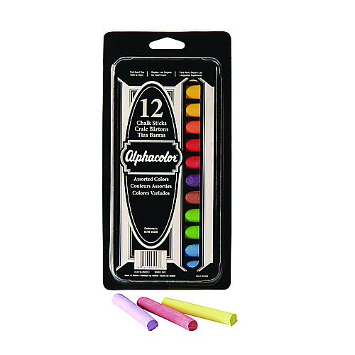 Quartet Alphacolor Colored Chalk, 8 Assorted Colors, 12/Pack (305003)