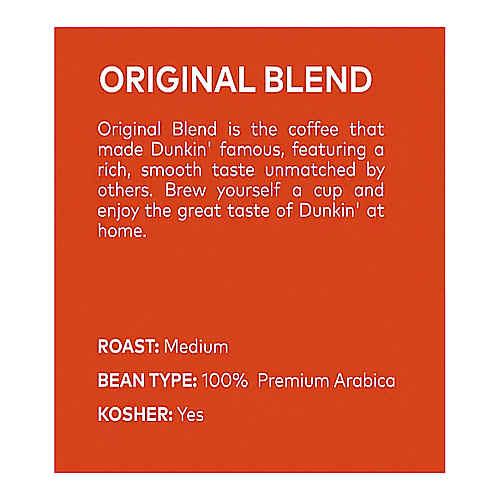 Dunkin Donuts Original Blend Coffee, 30 oz Canister (8133401102)