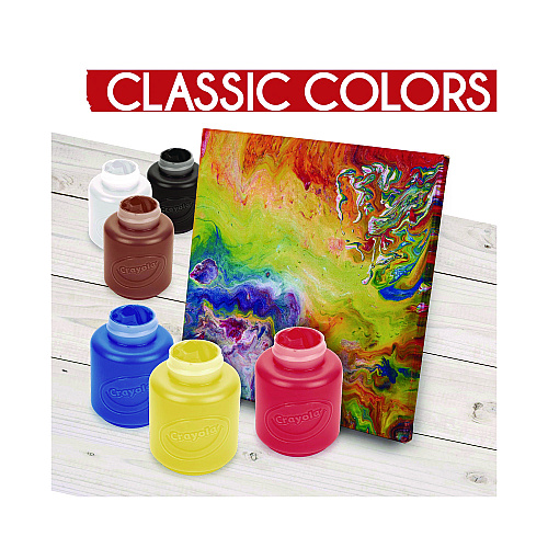 Crayola Acrylic Paint Set, Six Assorted Classic Colors, 2 oz Bottles, 6/Box (1388272)