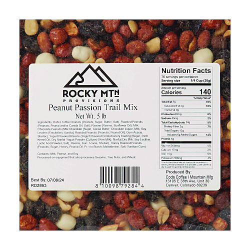 Mountain Manufacturing Peanut Passion Salted Roasted Trail Mix, 80 oz Bag, 4/Carton (CDA79284)
