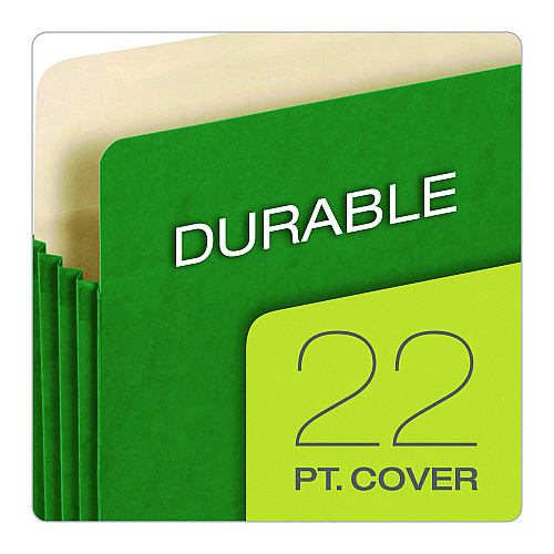 Pendaflex Reinforced File Pocket, 5.25" Expansion, Letter Size, Green, 10/Box (1534GGRE10)