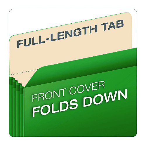 Pendaflex Reinforced File Pocket, 5.25" Expansion, Letter Size, Green, 10/Box (1534GGRE10)