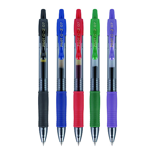 Pilot G2 Premium Gel Pen, Retractable, Fine 0.7 mm, Assorted Ink and Barrel Colors, 5/Pack (31079)