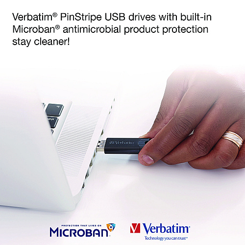 Verbatim PinStripe USB 3.2 Flash Drive, 32 GB, Blue/Red, 2/Pack (70056)