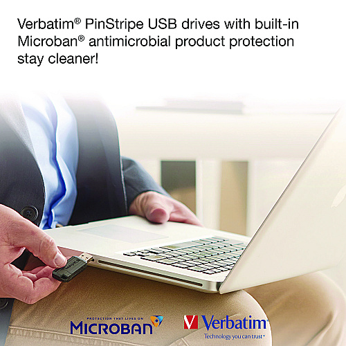 Verbatim PinStripe USB 2.0 Flash Drive, 16 GB, Blue/Green, 2/Pack (99149)