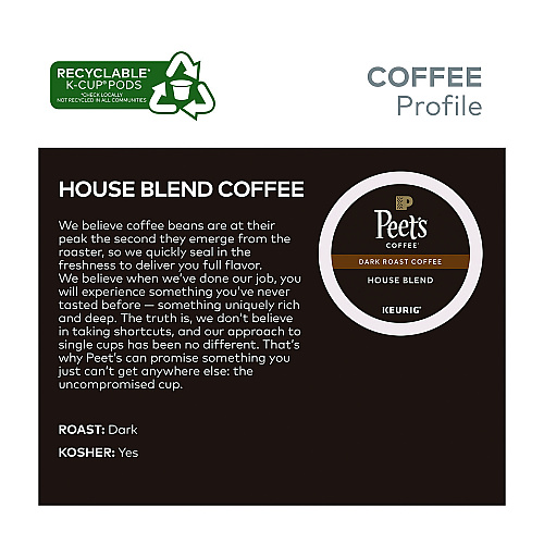 Peet's Coffee & Tea House Blend Coffee K-Cups, 22/Box (6546)
