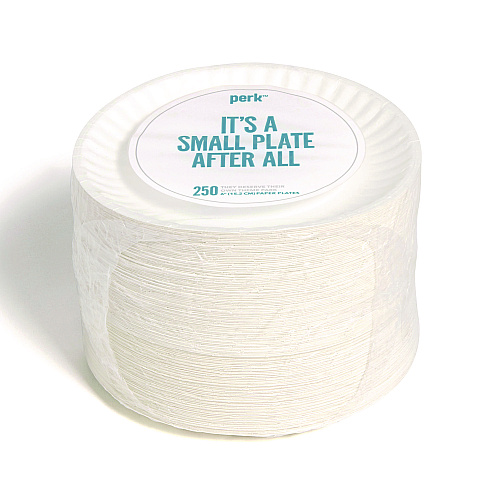 Perk Economy Paper Plates, 6" dia, White, 250/Pack, 4 Packs/Carton (519418)