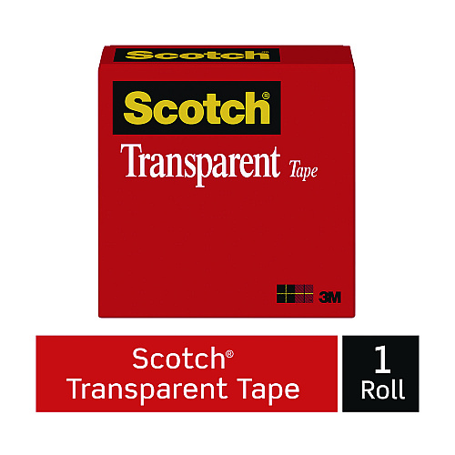 Scotch Transparent Tape, 1" Core, 0.5" x 72 yds, Transparent (600122592)