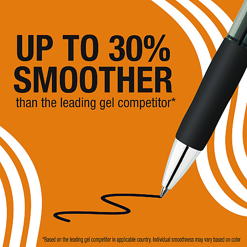 BIC Gel-ocity Pro Gel Pen, Retractable, Medium 0.7 mm, Black Ink, Translucent Black/Black Barrel, 4/Pack (RPGLP4BLK)