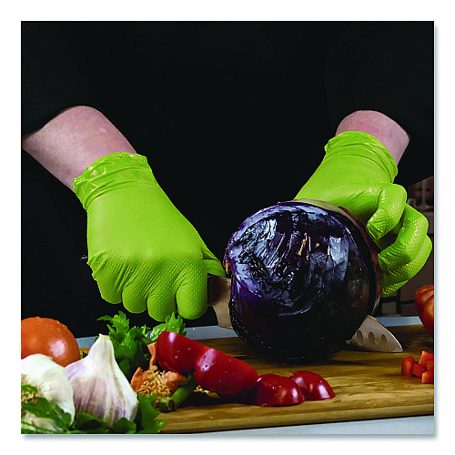 GloveWorks by AMMEX Heavy-Duty Industrial Nitrile Gloves, Powder-Free, XX-Large, 8 mil Thick, 9.5" Long, Green, 100/Box, 10 Boxes/Carton (GWGN49100CT)