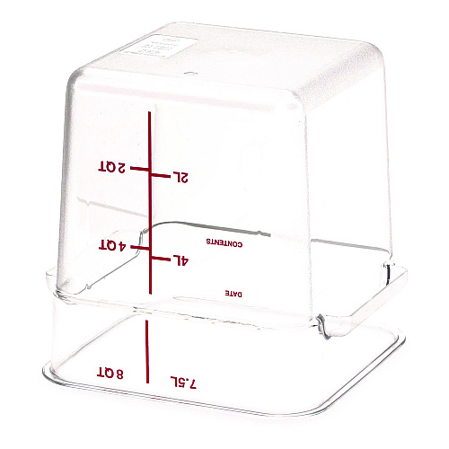 Carlisle Squares Polycarbonate Food Storage Container, 8 qt, 8.75 x 8.75 x 9, Clear, Plastic (1195307)