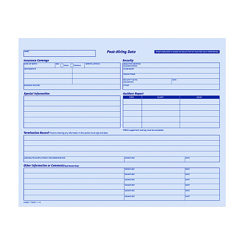 Adams Employee Personnel File Jacket, Unpunched, Straight Tab, Letter Size, Blue, 20/Pack (9287)