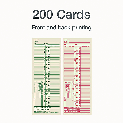 Adams Time Cards for Acroprint, Amano and Lathem Time Clocks, Two Sides, Bi-Weekly, 3.38" x 9", 200/Pack (9675200)