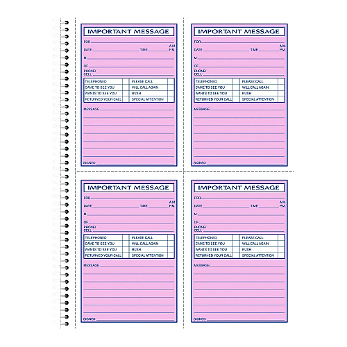 Adams Important Message Book, Two-Part Carbonless, 4 Forms/Sheet, 200 Forms Total (SC1184D)