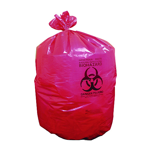 Heritage Healthcare Biohazard Printed Low-Density Can Liners, Infectious Waste, 44 gal, 3.2 mil, 37" x 50", Red, Flat Pack, 75/Carton (A7450ZR)