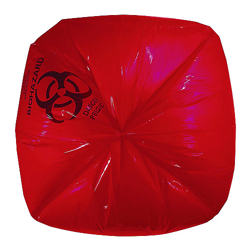 Heritage Healthcare Biohazard Printed Low-Density Can Liners, Infectious Waste, 44 gal, 3.2 mil, 37" x 50", Red, Flat Pack, 75/Carton (A7450ZR)