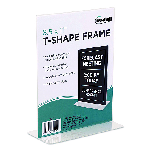 NuDell Acrylic Sign Holder, 8.5" x 11", Clear (38020)