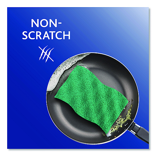 O-Cedar Scrunge Non-Scratch Scrub Sponge, 2.63" x 4.25", 1" Thick, Green/Blue, 2/Pack, 8 Packs/Carton (169431CT)