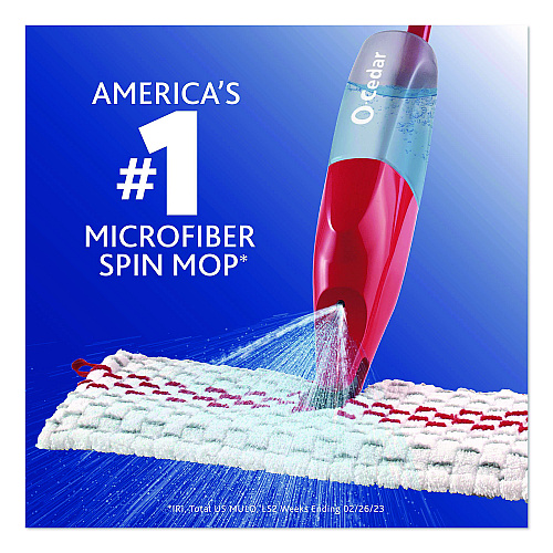 O-Cedar ProMist MAX Spray Mop, Red/White/Gray Microfiber Head, 48" Red/Black/Gray Plastic Handle, 4/Carton (173563CT)