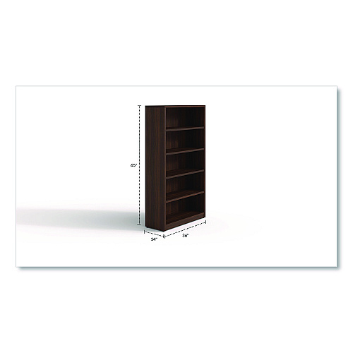 Alera Seville Bookcase, Five-Shelf, 36w x 14d x 65h, Mahogany (SVBC6536MY)