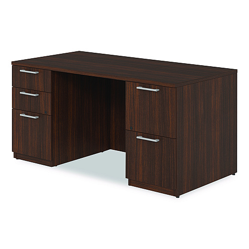 Alera Seville Series Double Pedestal Desk, 60" x 30" x 29", Mahogany (SVDP6030MY)