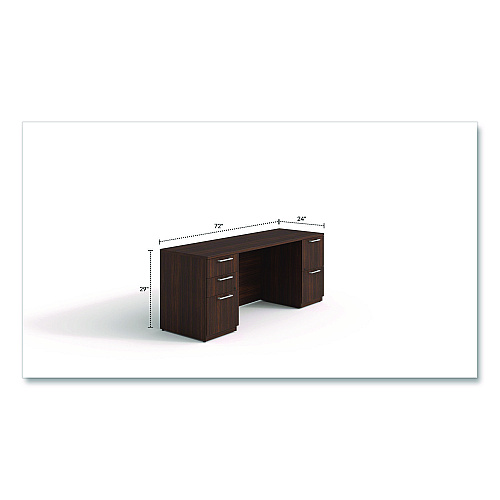 Alera Seville Series Double Pedestal Credenza, 72w x 24d x 29h, Mahogany (SVDPC7224MY)