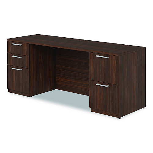 Alera Seville Series Double Pedestal Credenza, 72w x 24d x 29h, Mahogany (SVDPC7224MY)
