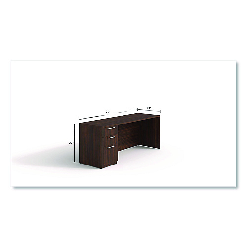 Alera Seville Series Credenza with Pedestal, Left Pedestal, 72w x 24d x 29h, Mahogany (SVLSPC7224MY)