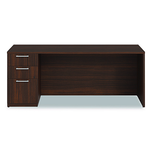 Alera Seville Series Credenza with Pedestal, Left Pedestal, 72w x 24d x 29h, Mahogany (SVLSPC7224MY)